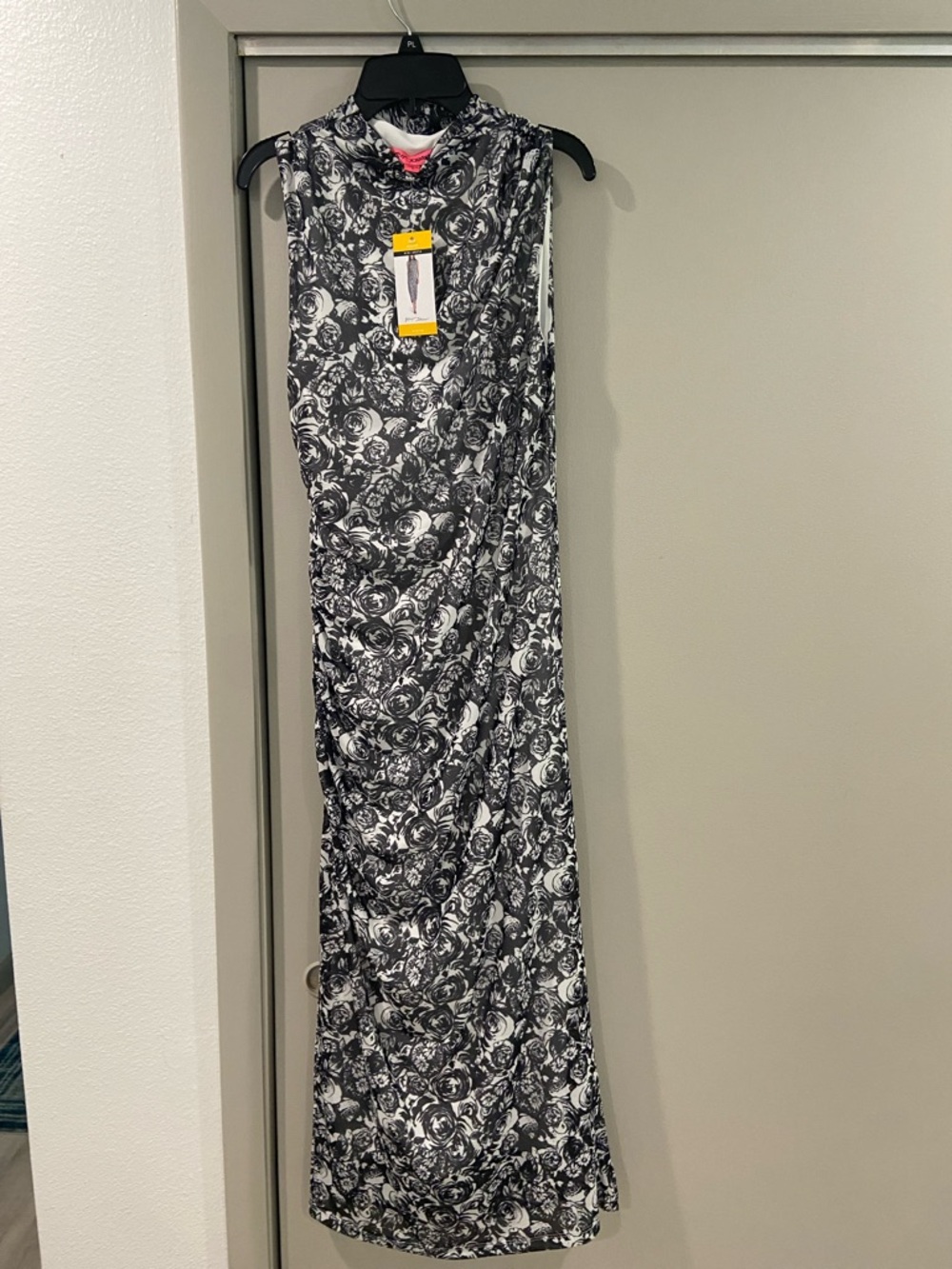 Betsey Johnson Black and White Floral Midi Dress